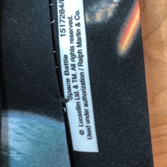 Vintage Ralph Marlin Star Wars Space Battle Lucas Film Tie Black & Gray - Picture 8 of 8